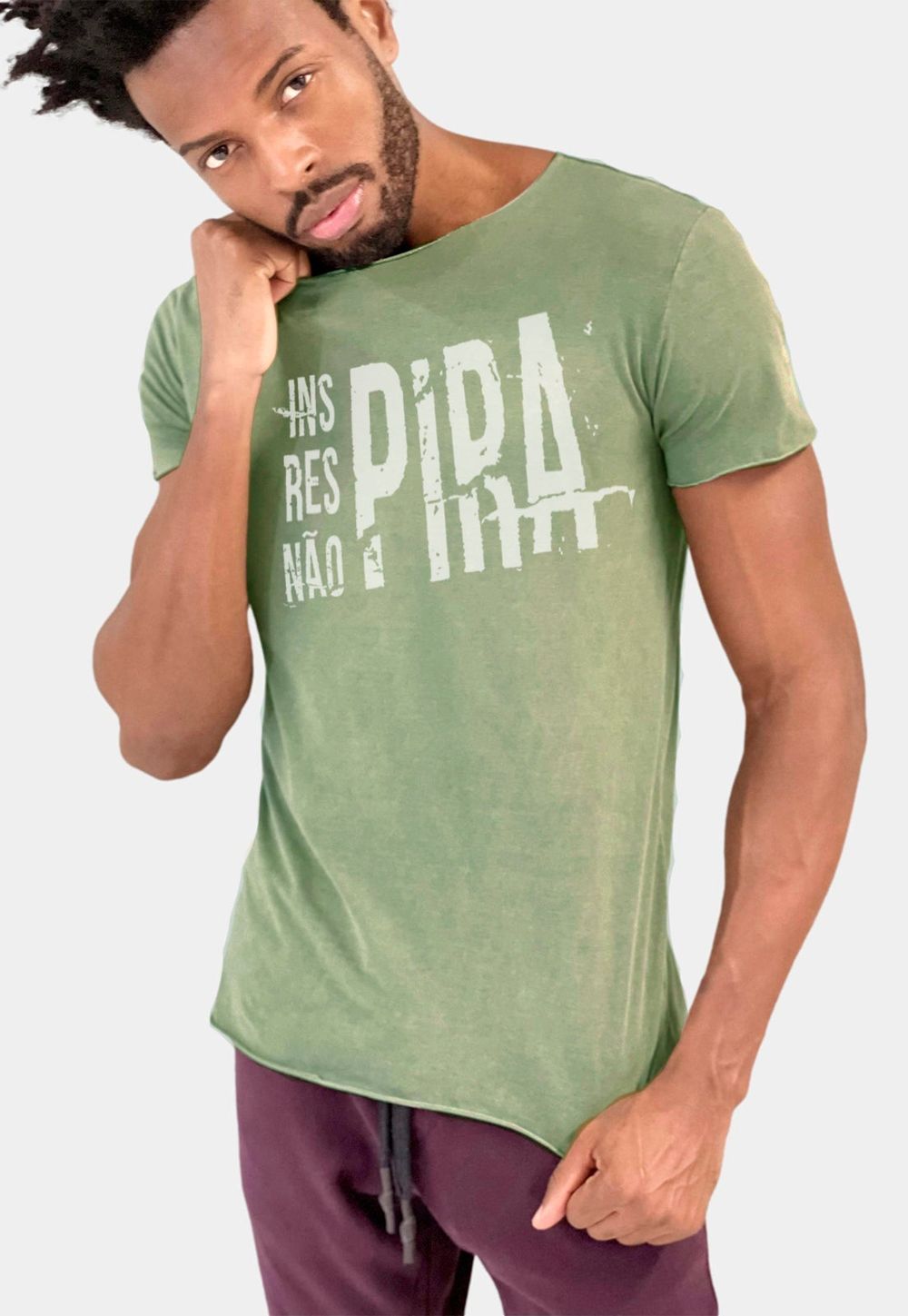 Camiseta Premium Stone Corte a Fio Nao Pira Cor:Verde;Tamanho:P;Genero:Masculino