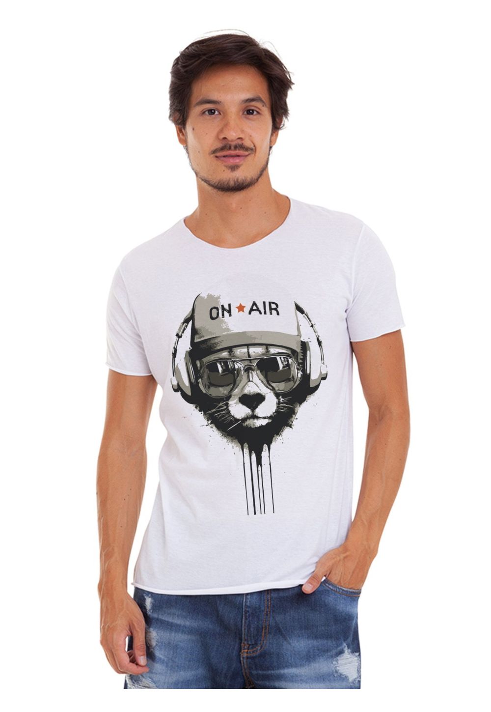 Camiseta Joss Corte a Fio On Air DTG Cor:Branco;Tamanho:P;Genero:Masculino