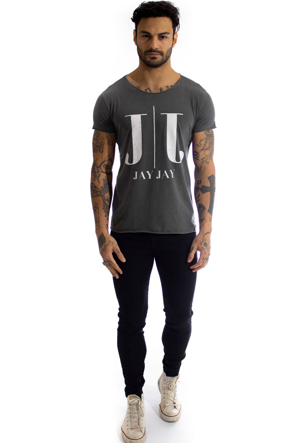Camiseta Jay Jay Corte a Fio Water JJ Cor:Chumbo;Tamanho:P;Genero:Masculino