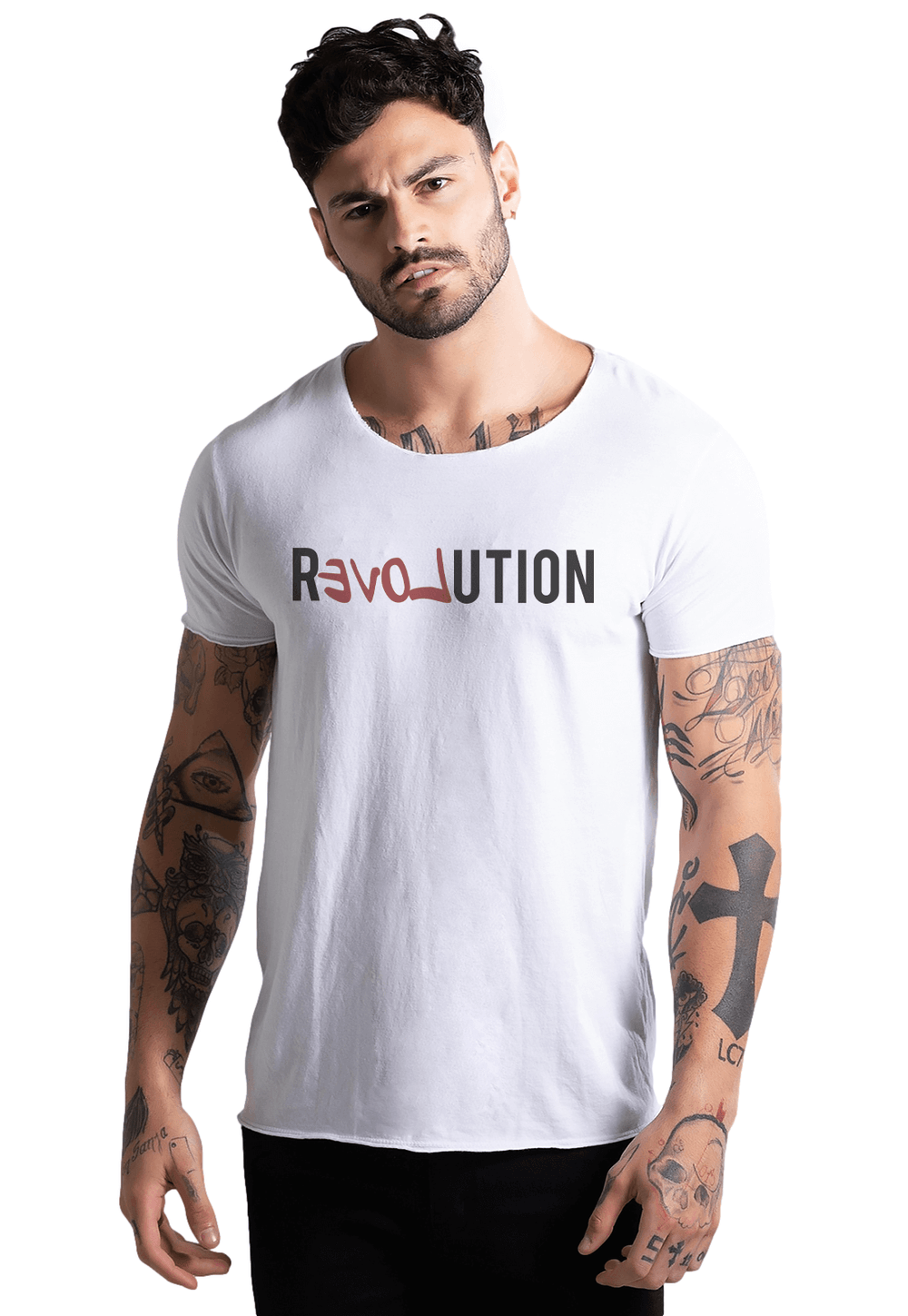 Camiseta Joss Corte a Fio Revolution DTG Cor:Branco;Tamanho:G;Genero:Masculino