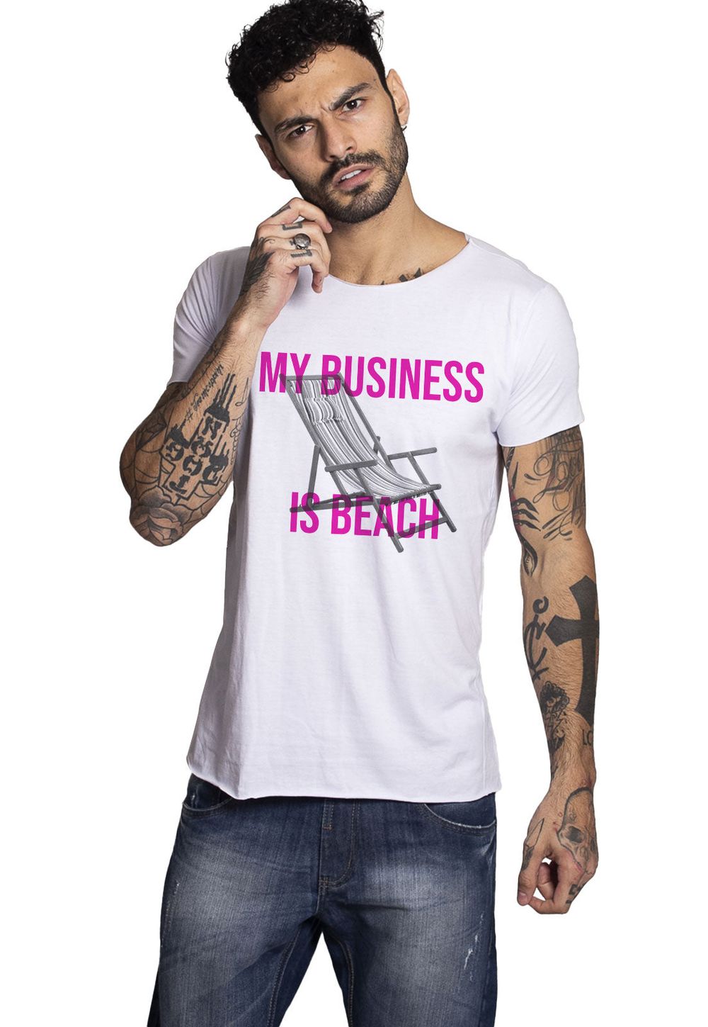 Camiseta Joss Corte a Fio My Business DTG Cor:Branco;Tamanho:P;Genero:Masculino