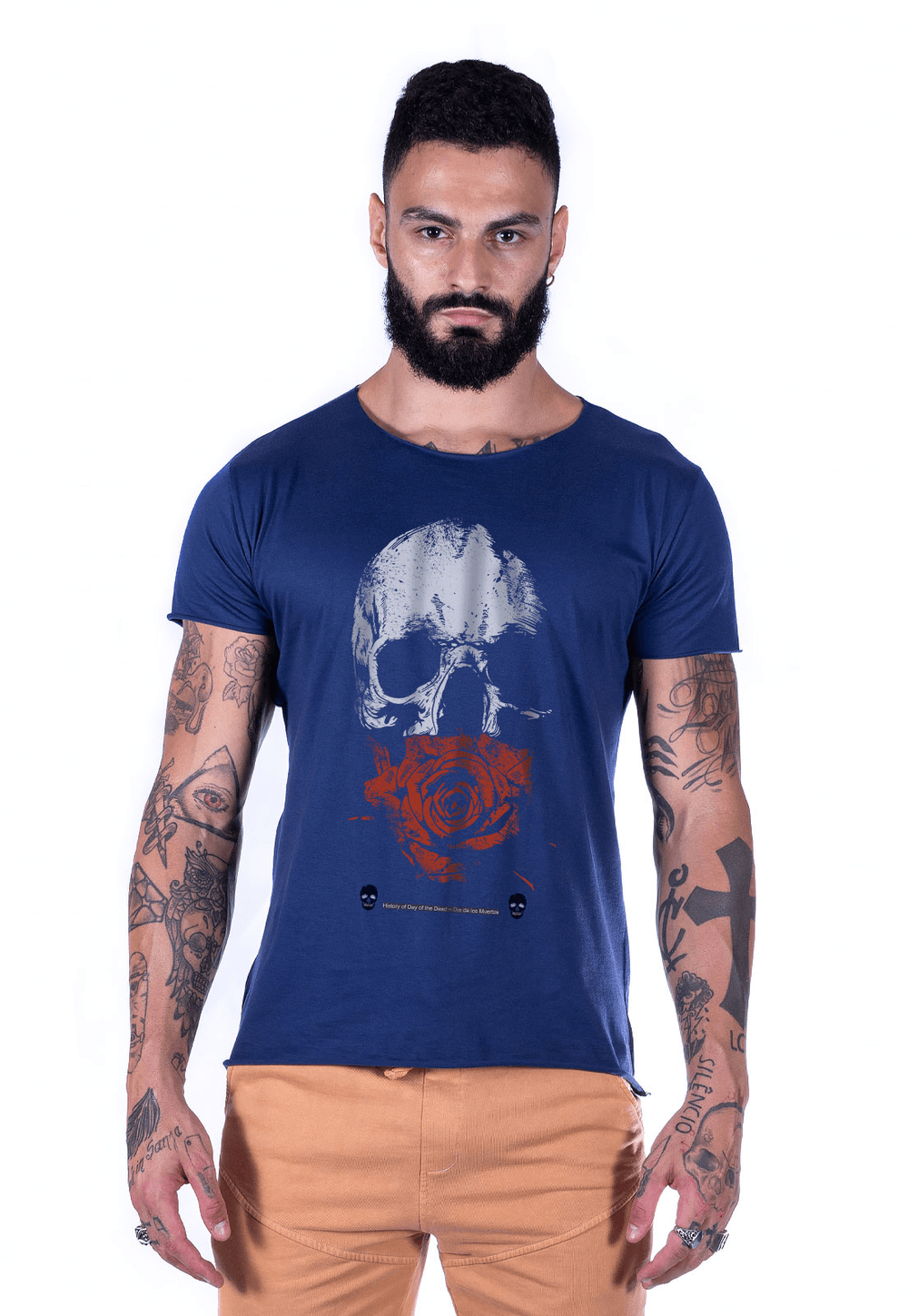 Camiseta Joss Corte a Fio Rose Of Life Cor:Azul;Tamanho:P;Genero:Masculino