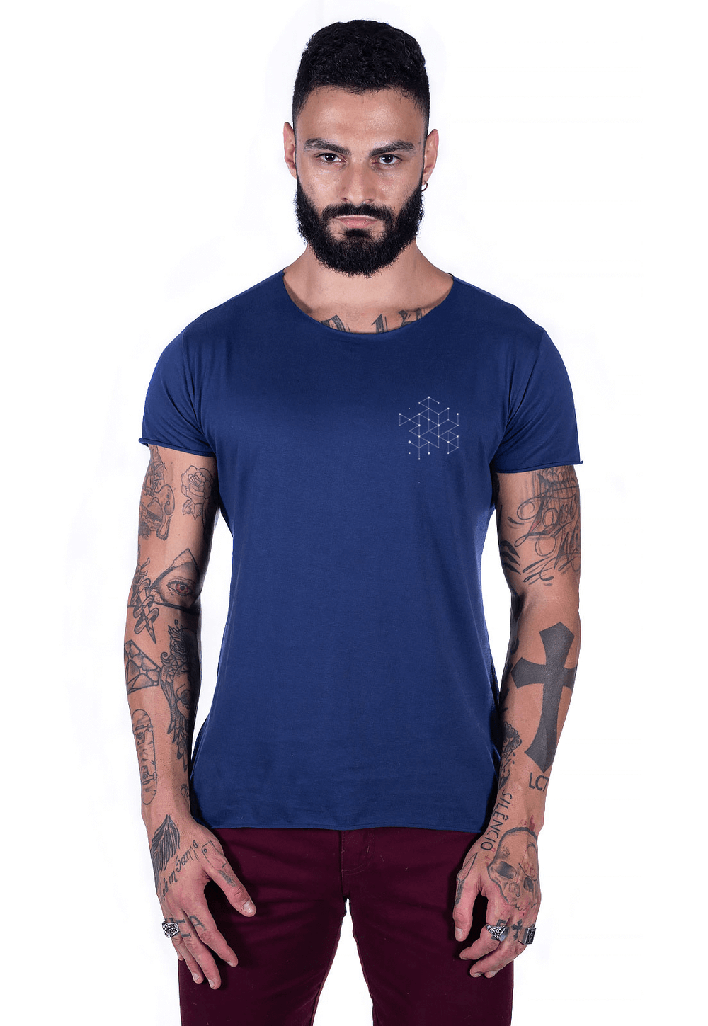 Camiseta Joss Corte a Fio Connection Cor:Azul;Tamanho:M;Genero:Masculino