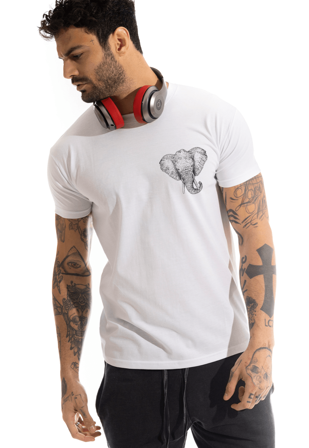 Camiseta Arimlap Elefante 2 DTG Cor:Branco;Tamanho:M;Genero:Masculino