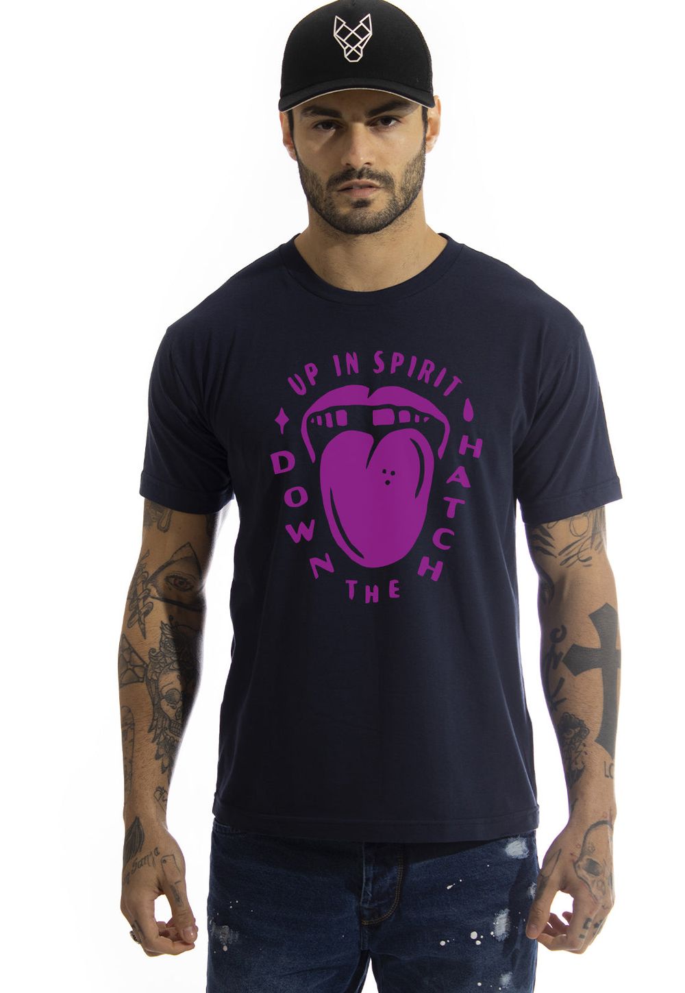 Camiseta Arimlap Lingua Selvagem Cor:Azul Marinho;Tamanho:P;Genero:Masculino