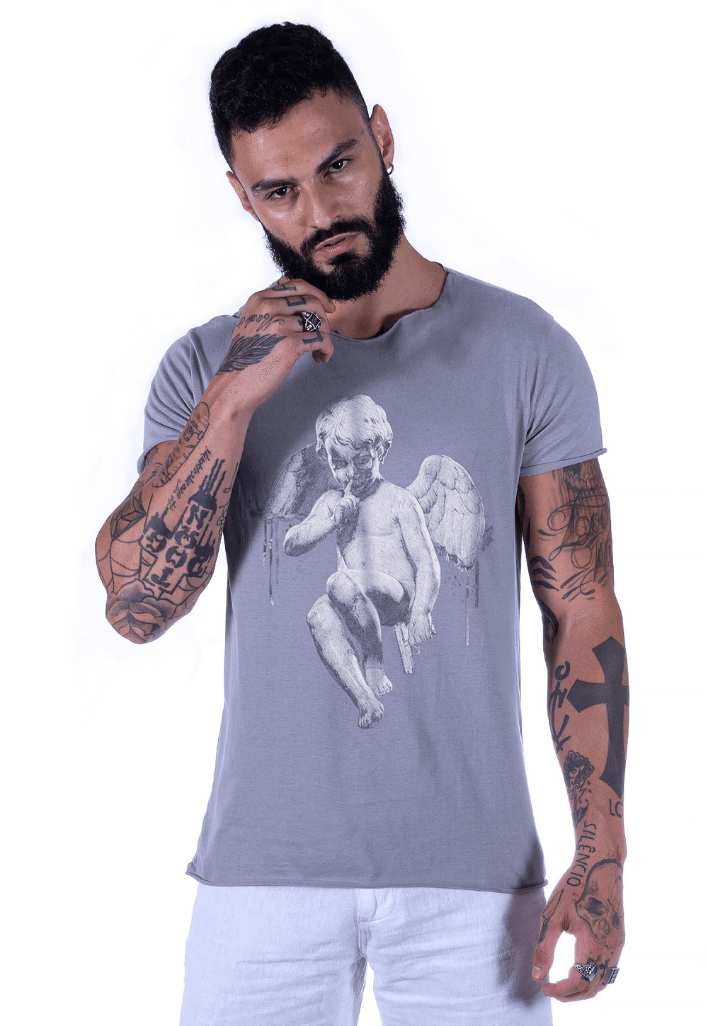 Camiseta Joss Corte a Fio Armed Angel Cor:Chumbo;Tamanho:P;Genero:Masculino