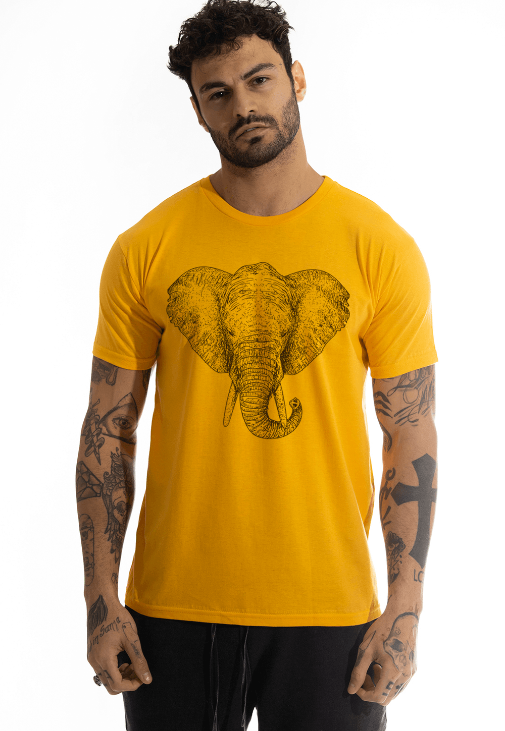 Camiseta Arimlap Elefante 1 DTG Cor:Amarelo Queimado;Tamanho:M;Genero:Masculino