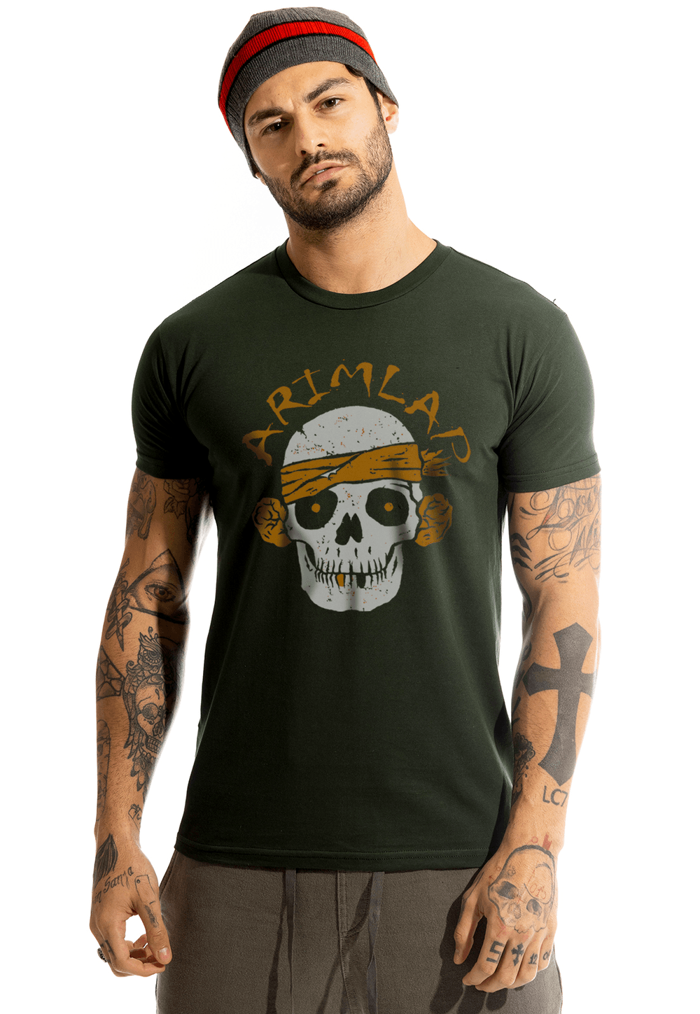 Camiseta Arimlap Caveira Arimlap Cor:Verde Escuro;Tamanho:M;Genero:Masculino